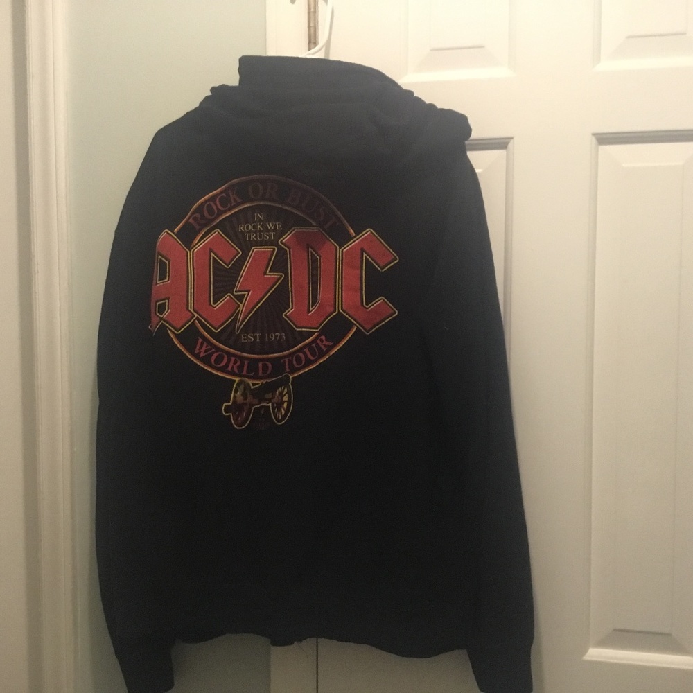 Mens AC/DC black hooded jacket.  Size 2x
